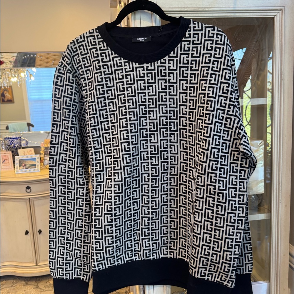 Balmain Men's Cotton Sweatshirt with Monogram